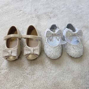 Baby Girls Sparkling Bow Dress Shoes Bundle